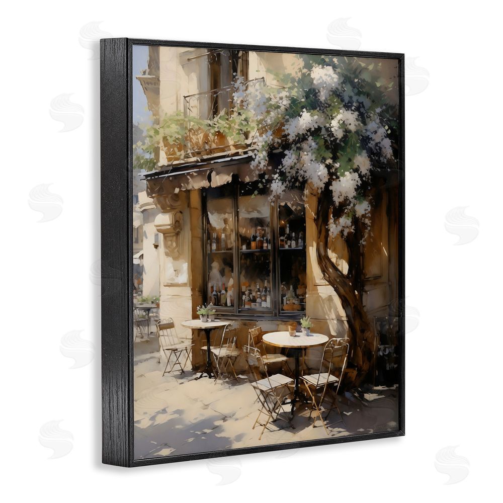 Creative Studio Sunlit French Cafe Terrace Black Framed Giclee Wall Art Print