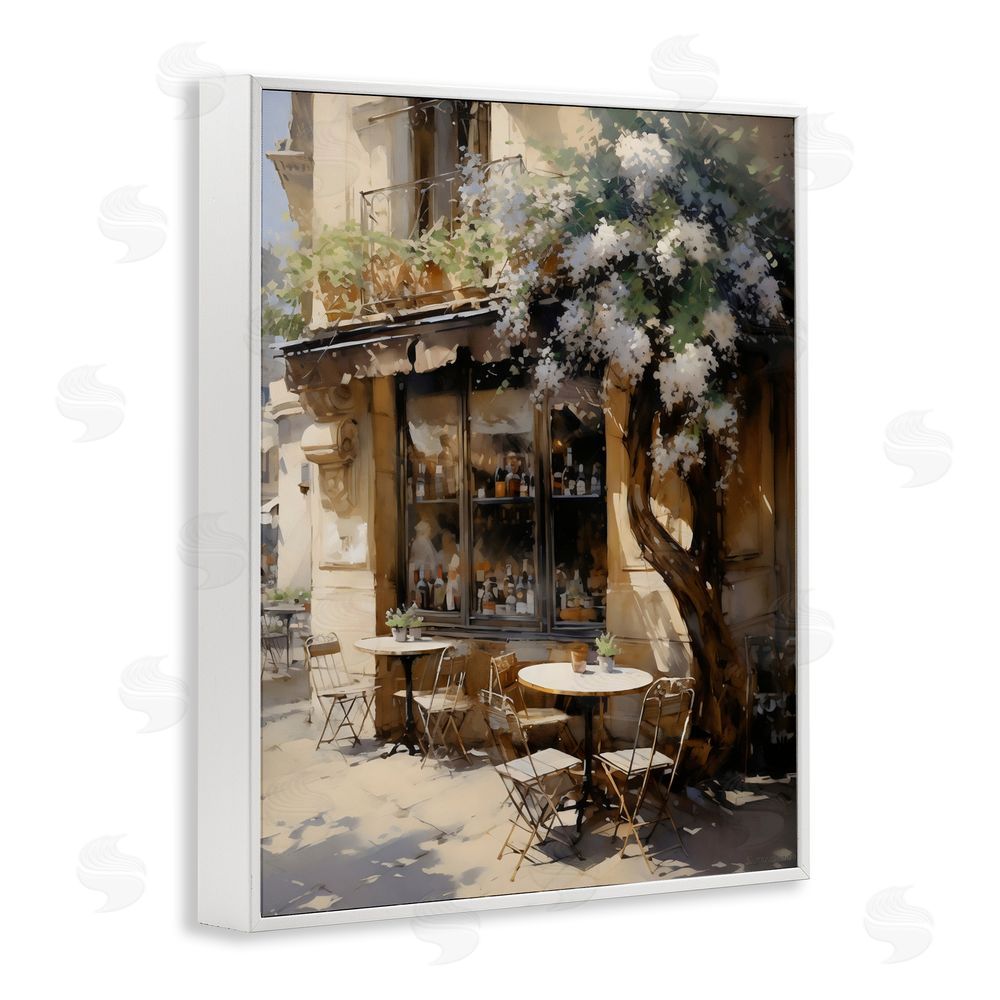 Creative Studio Sunlit French Cafe Terrace White Framed Giclee Wall Art Print