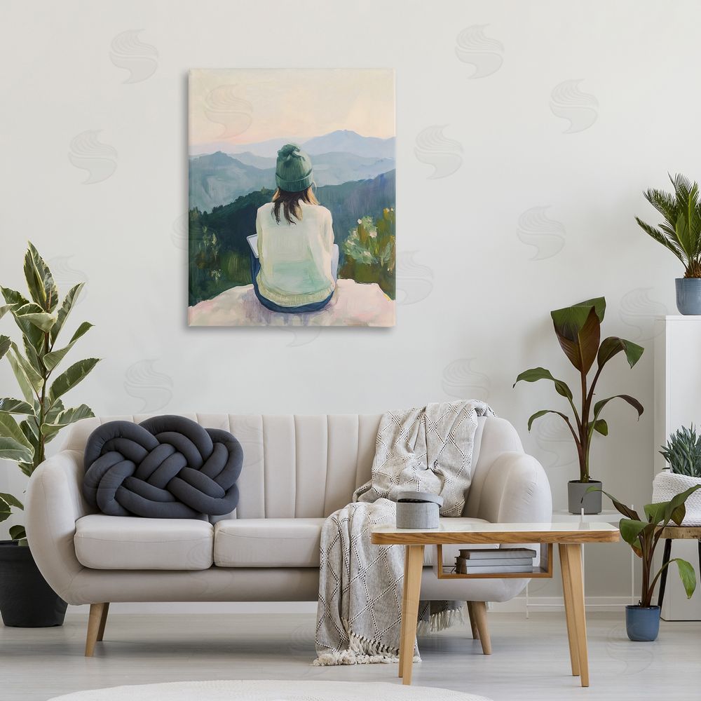 The Prints Vibe Mindful Solitude Meditation View Stretched Canvas Wall Art in Room