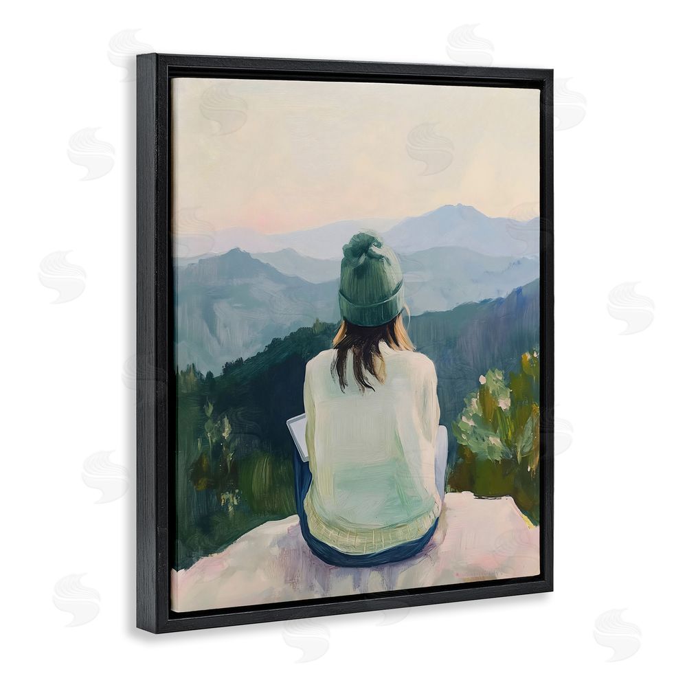 The Prints Vibe Mindful Solitude Meditation View Black Floating Framed Canvas Wall Art