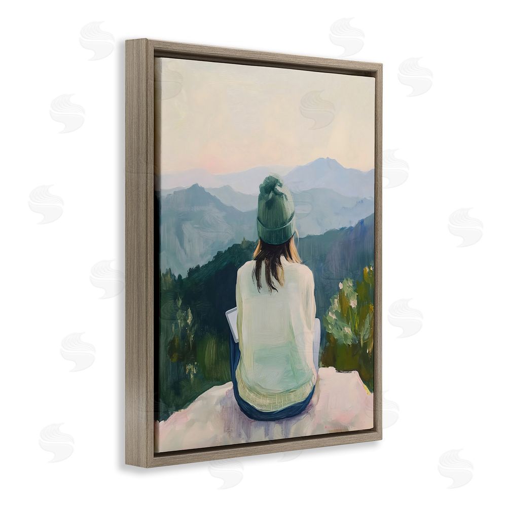 The Prints Vibe Mindful Solitude Meditation View Brown Floating Framed Canvas Wall Art