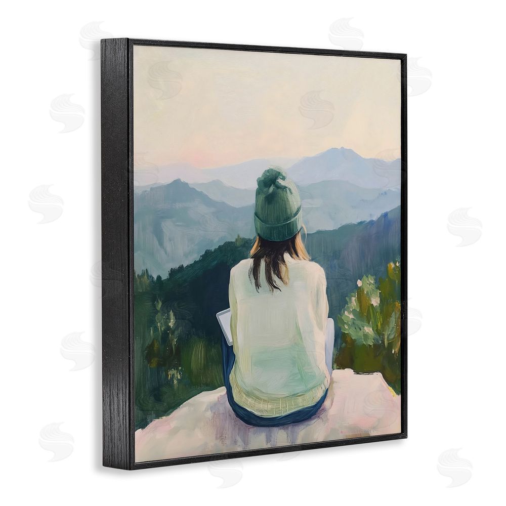 The Prints Vibe Mindful Solitude Meditation View Black Framed Giclee Wall Art