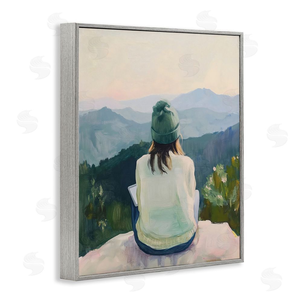 The Prints Vibe Mindful Solitude Meditation View Gray Framed Giclee Wall Art
