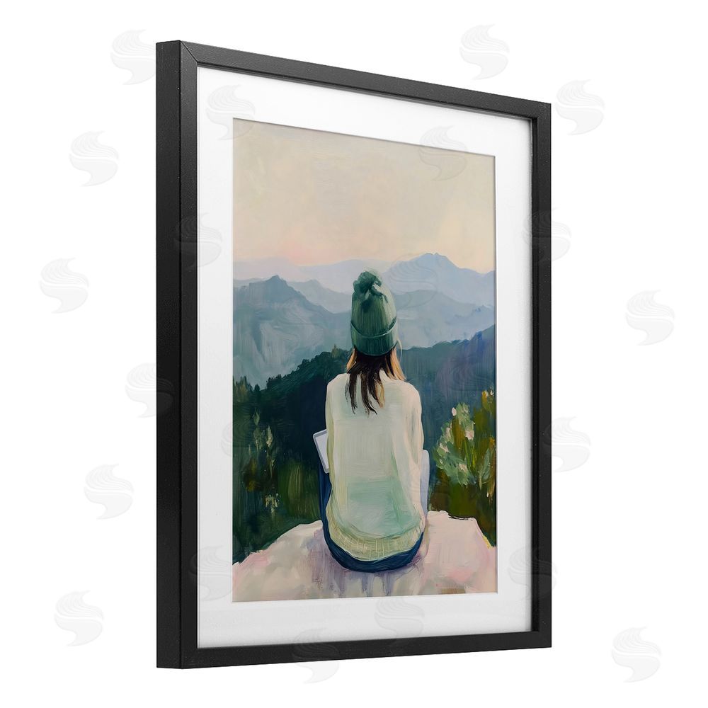 The Prints Vibe Mindful Solitude Meditation View Black Framed Print Under Glass Wall Art
