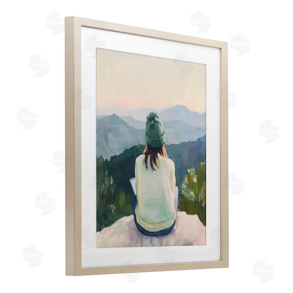 The Prints Vibe Mindful Solitude Meditation View Brown Framed Print Under Glass Wall Art