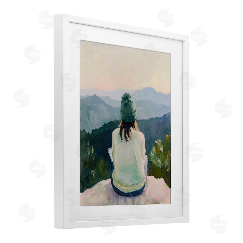 The Prints Vibe Mindful Solitude Meditation View White Framed Print Under Glass Wall Art