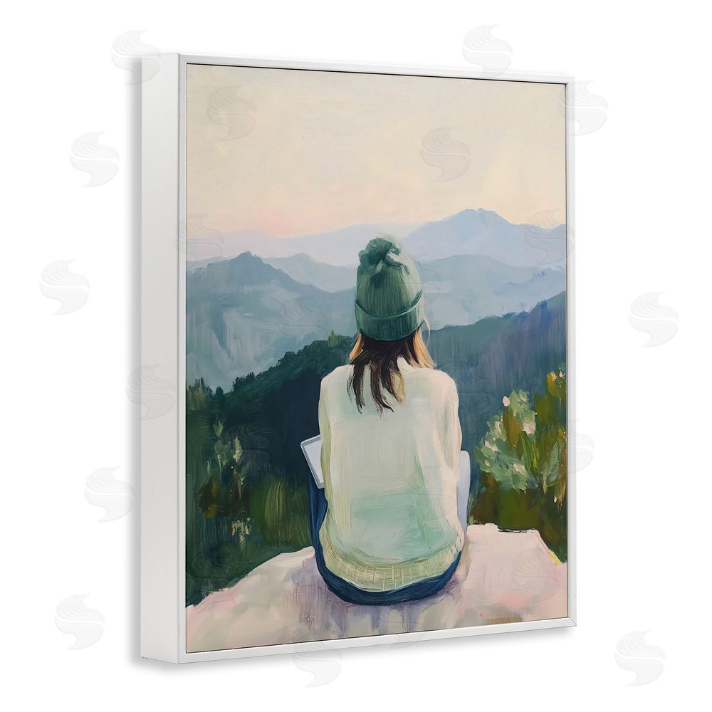 The Prints Vibe Mindful Solitude Meditation View White Framed Giclee Wall Art