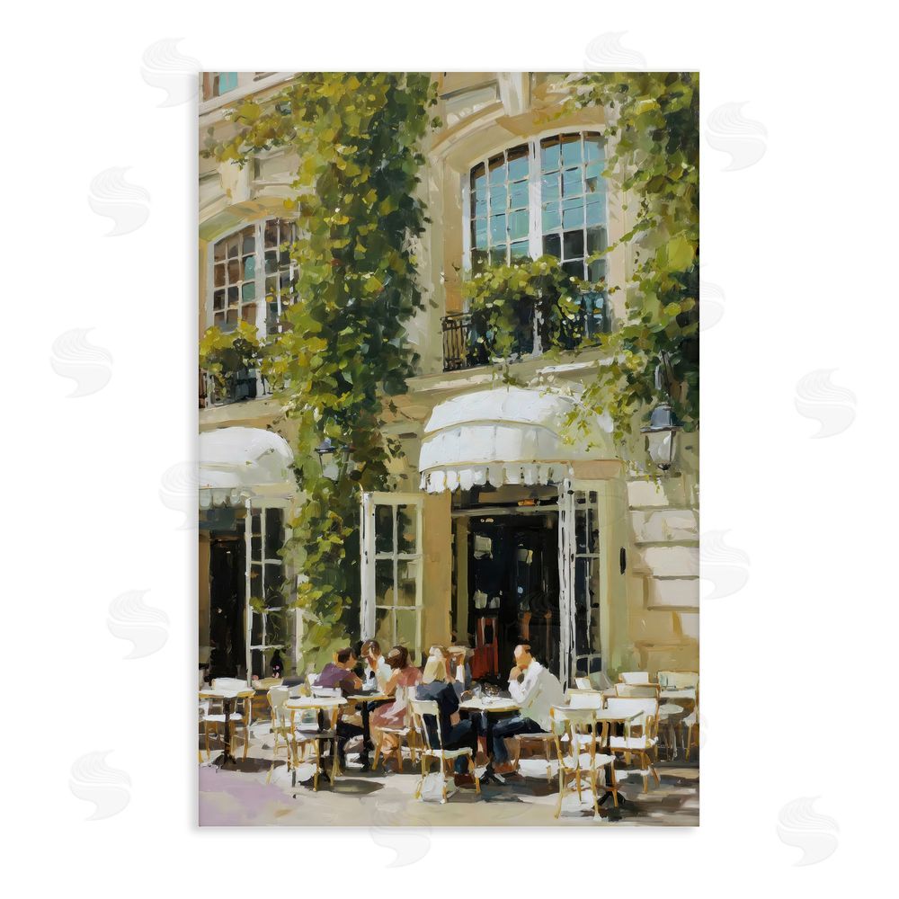 Petal Prints Design Cafe Terrace with Ivy Stretched Canvas Wall Art Print