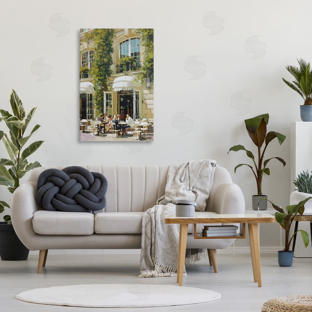 Petal Prints Design Cafe Terrace with Ivy Stretched Canvas Wall Art Print in Room
