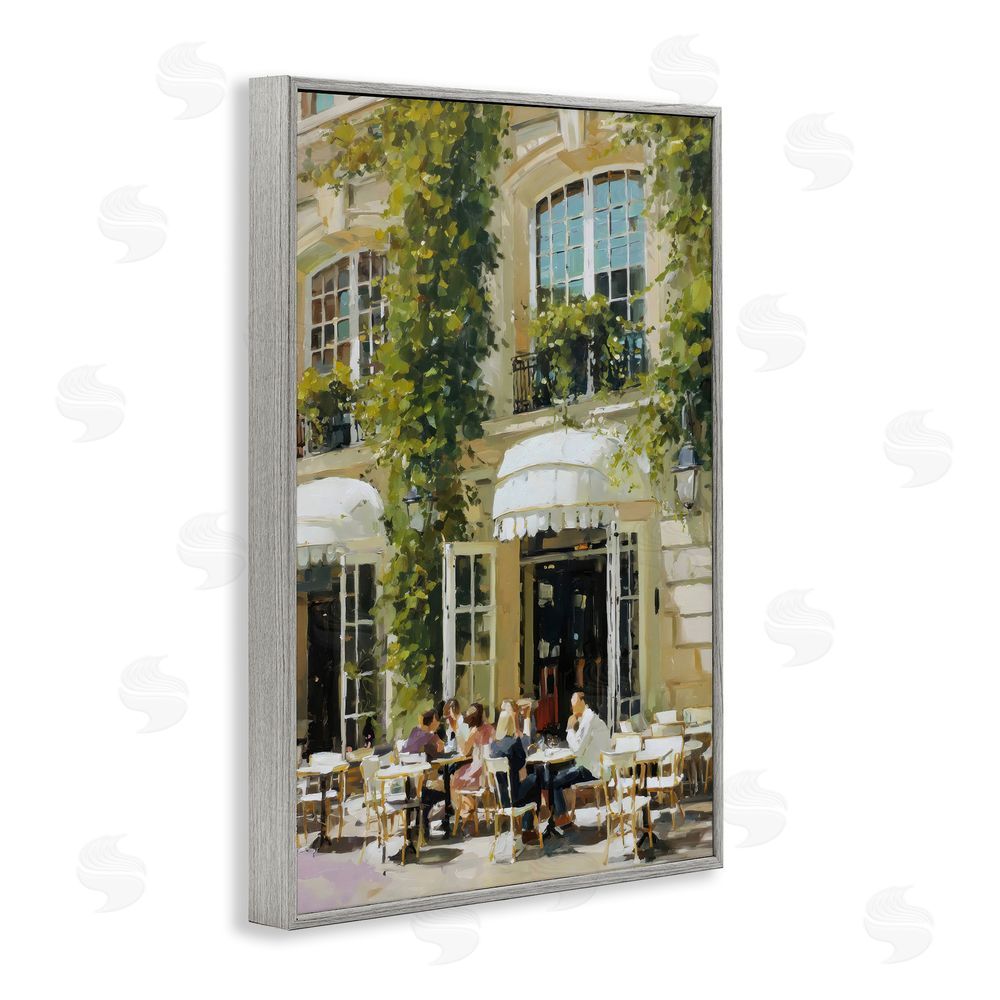 Petal Prints Design Cafe Terrace with Ivy Gray Framed Giclee Wall Art Print