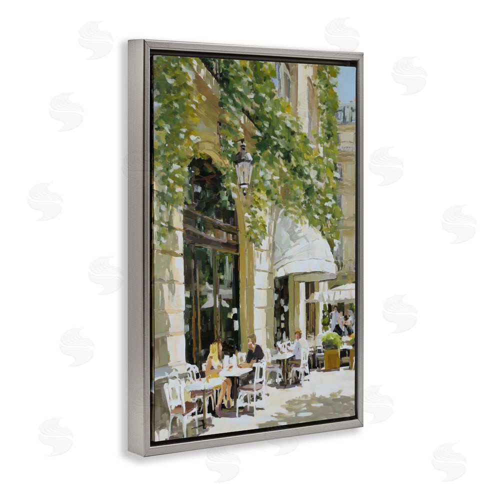 Petal Prints Design Sunny Day Cafe Terrace Gray Floating Framed Canvas Wall Art Print