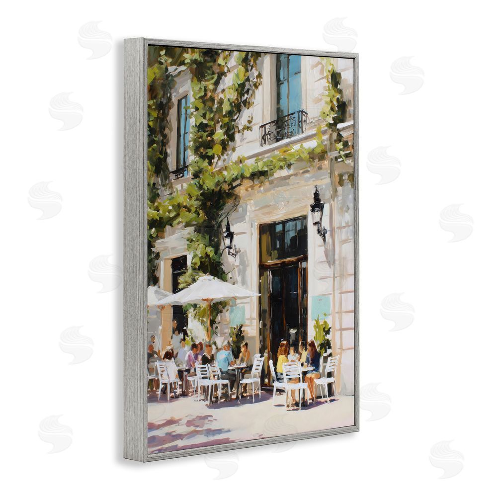 Petal Prints Design Streetside Cafe Terrace with Ivy Gray Framed Giclee Wall Art Print