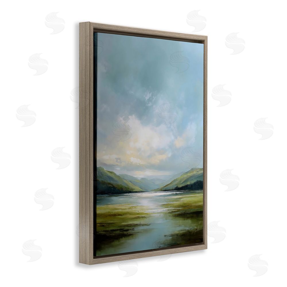 Petal Prints Design Here Comes Sun over Valley Brown Floating Framed Canvas Wall Art