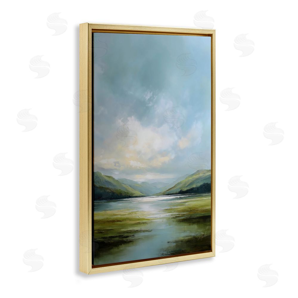 Petal Prints Design Here Comes Sun over Valley Gold Floating Framed Canvas Wall Art