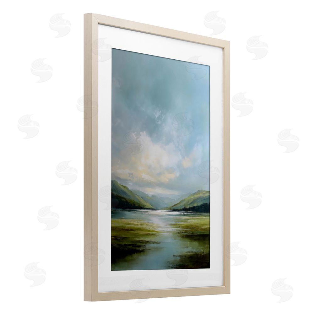Petal Prints Design Here Comes Sun over Valley Brown Framed Print Under Glass Wall Art
