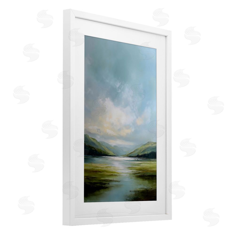 Petal Prints Design Here Comes Sun over Valley White Framed Print Under Glass Wall Art