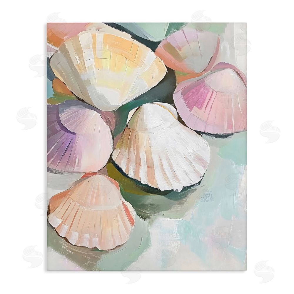The Prints Vibe Pink Seashells Marine Collection Stretched Canvas Wall Art