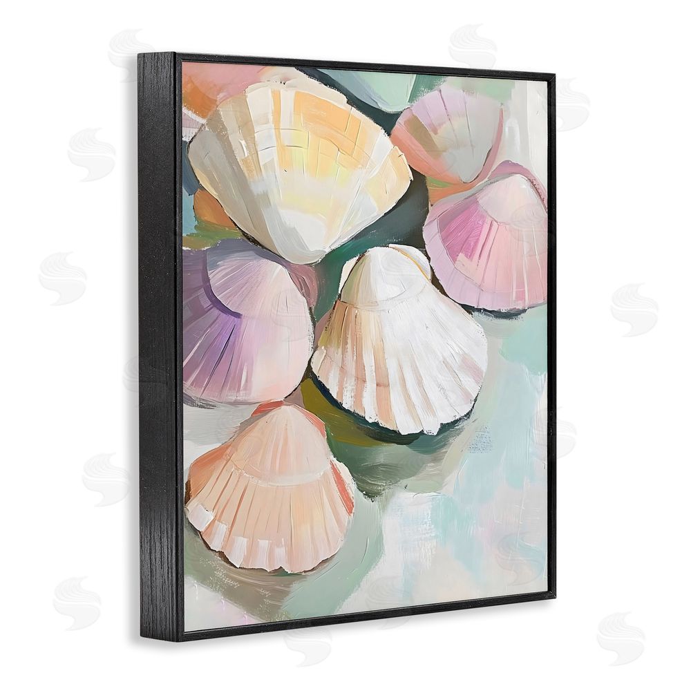 The Prints Vibe Pink Seashells Marine Collection Black Framed Giclee Wall Art