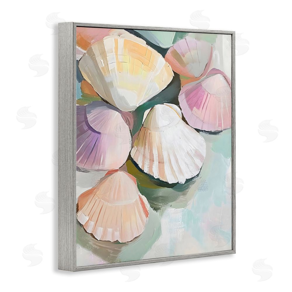 The Prints Vibe Pink Seashells Marine Collection Gray Framed Giclee Wall Art