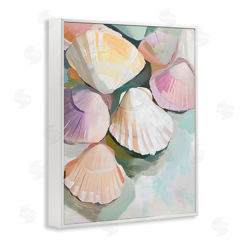 The Prints Vibe Pink Seashells Marine Collection White Framed Giclee Wall Art