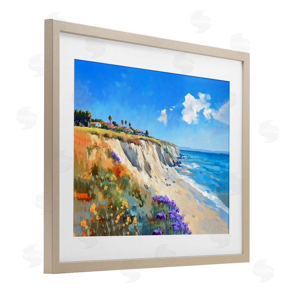 The Prints Vibe Coastal Wildflower Field Brown Framed Print Under Glass Wall Art