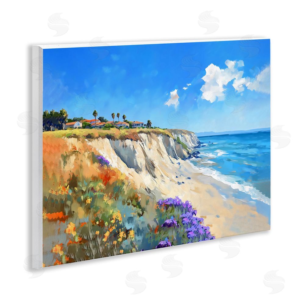 The Prints Vibe Coastal Wildflower Field Wall Plaque with Fixed Lithograph Print