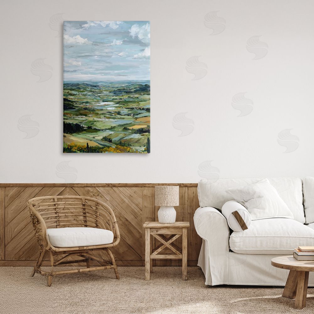 Petal Prints Design Valley Living with Verdant Hills Stretched Canvas on Wall