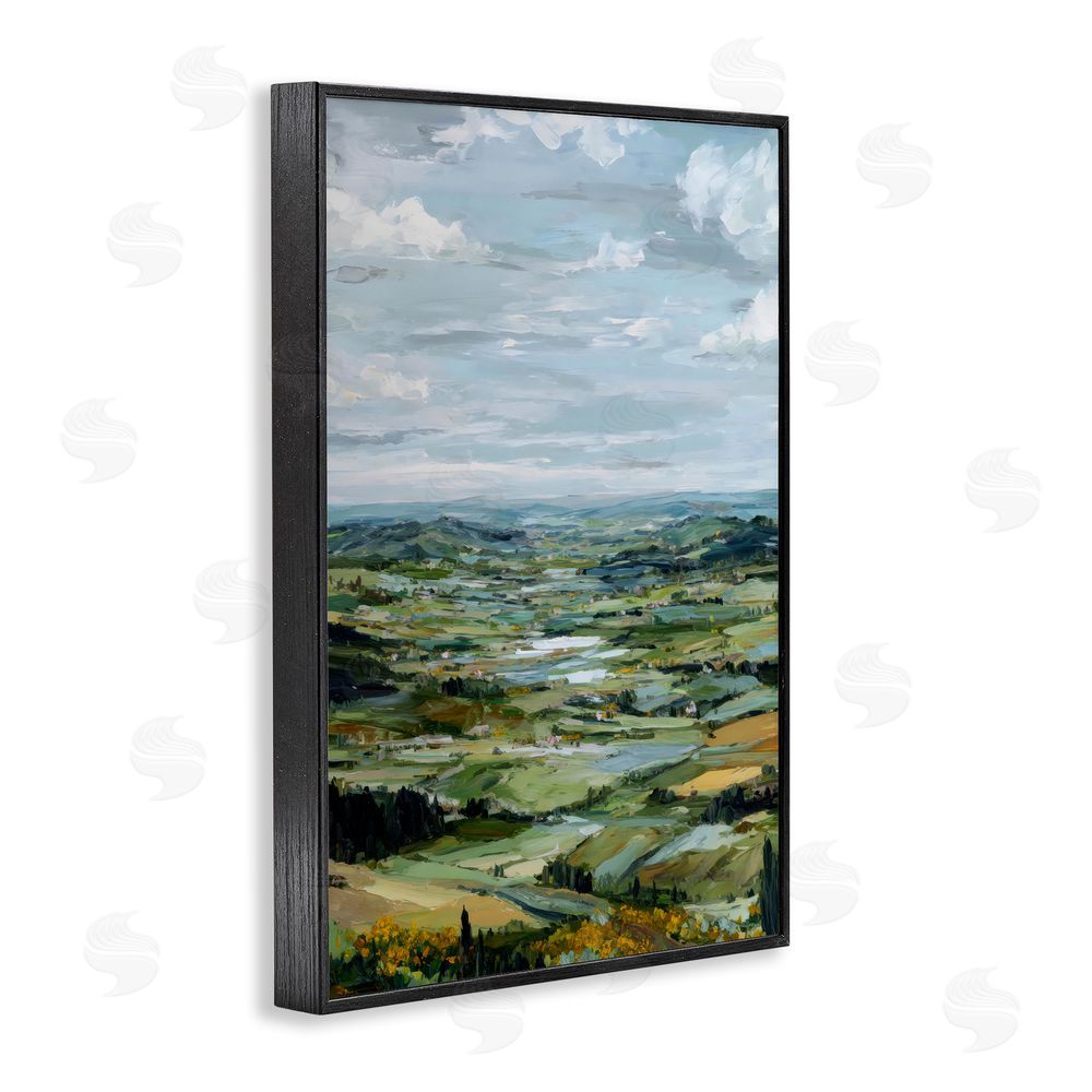 Petal Prints Design Valley Living with Verdant Hills Black Framed Giclee Wall Art Print