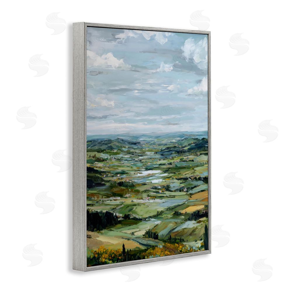 Petal Prints Design Valley Living with Verdant Hills Gray Framed Giclee Wall Art Print