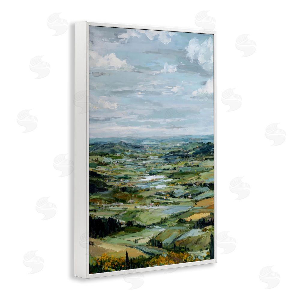 Petal Prints Design Valley Living with Verdant Hills White Framed Giclee Wall Art Print