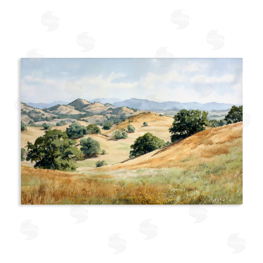 Petal Prints Design Idyllic Mountains and Trees Stretched Canvas Wall Art