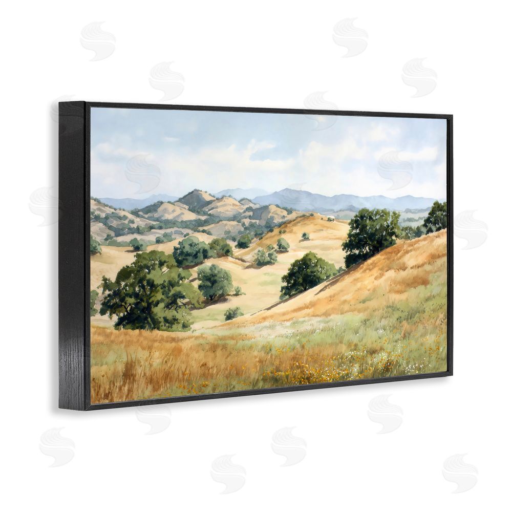 Petal Prints Design Idyllic Mountains and Trees Black Framed Giclee Wall Art