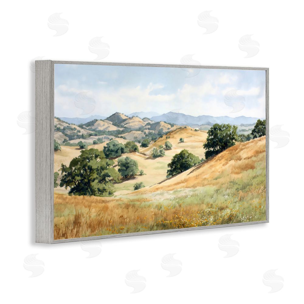 Petal Prints Design Idyllic Mountains and Trees Gray Framed Giclee Wall Art