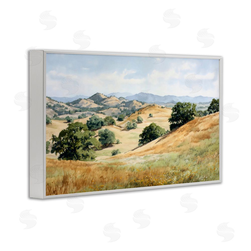 Petal Prints Design Idyllic Mountains and Trees White Framed Giclee Wall Art