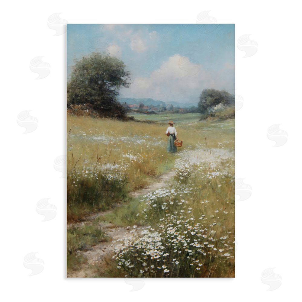 Petal Prints Design Flower Gazing in Summer Meadow Stretched Canvas Wall Art