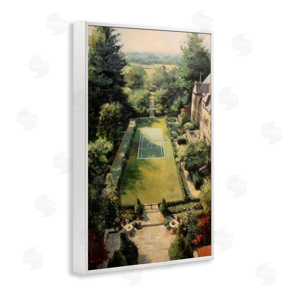 Petal Prints Design Vintage Tennis At The Manor White Framed Giclee Wall Art Print
