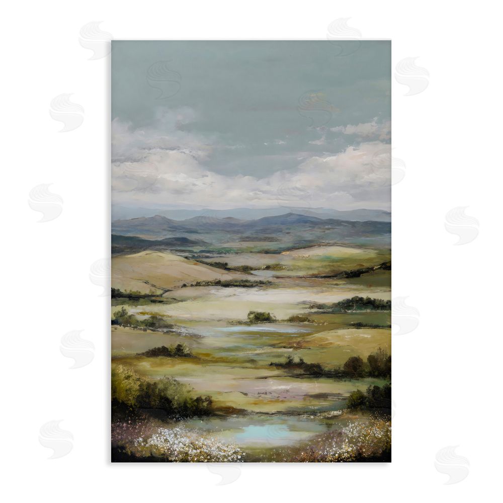 Petal Prints Design Rolling Mountain Meadows Stretched Canvas Wall Art
