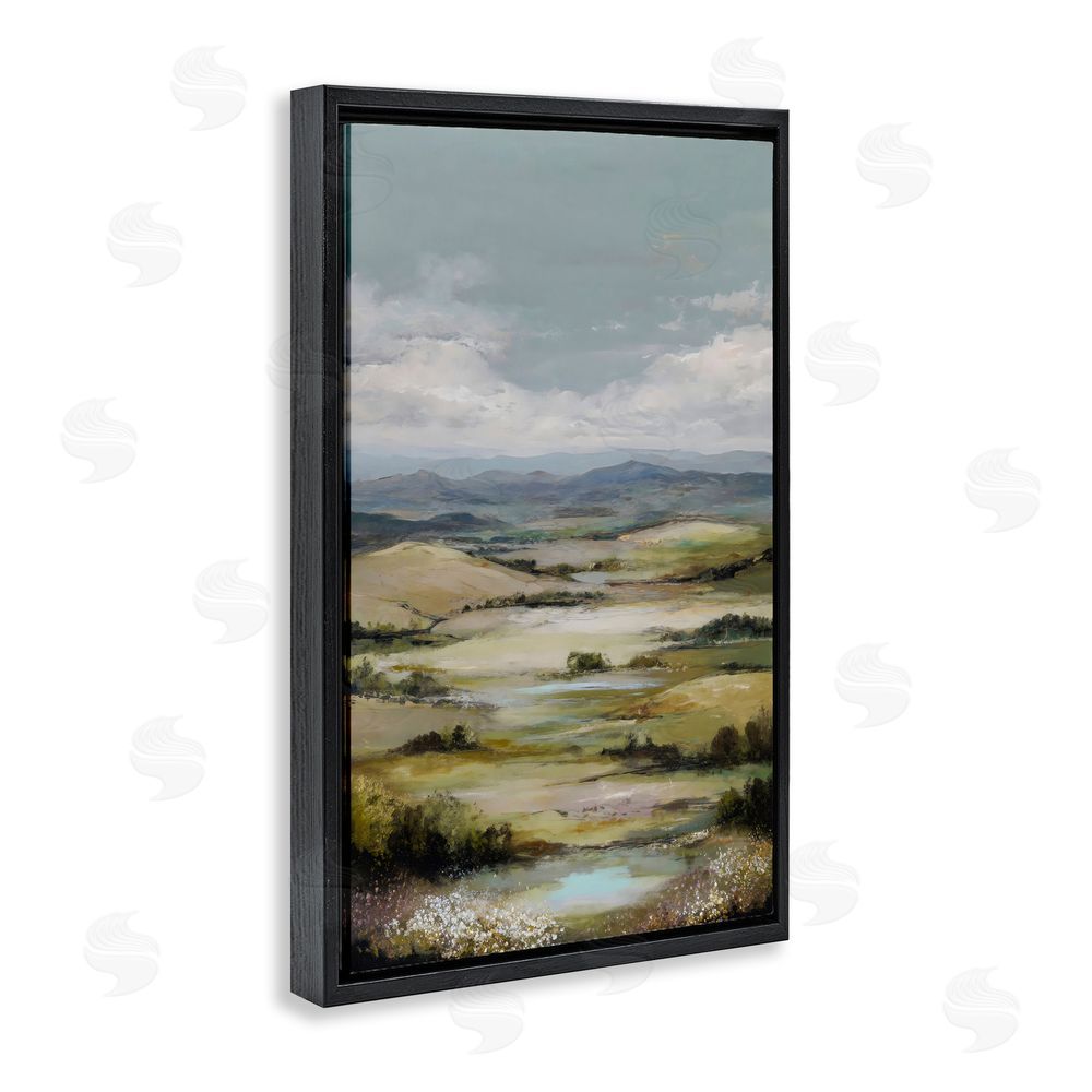 Petal Prints Design Rolling Mountain Meadows Black Floating Framed Canvas Wall Art