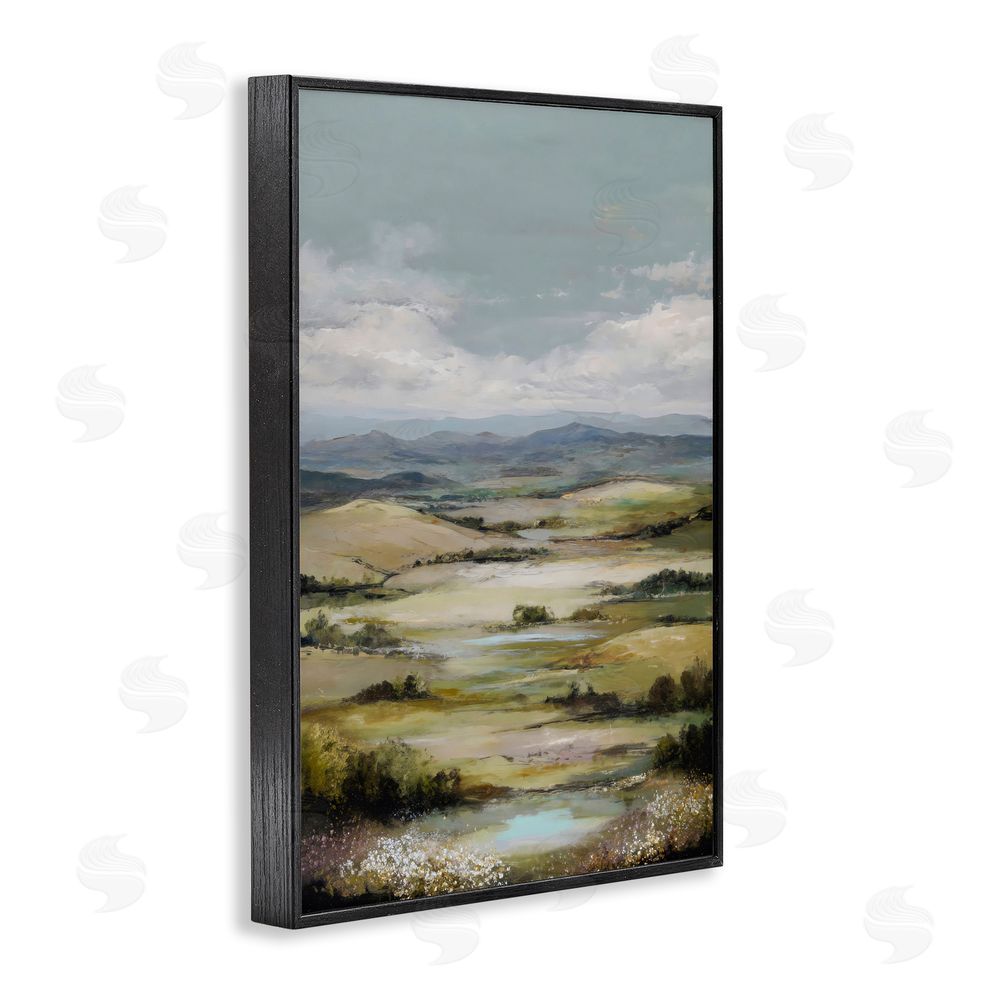 Petal Prints Design Rolling Mountain Meadows Black Framed Giclee Wall Art