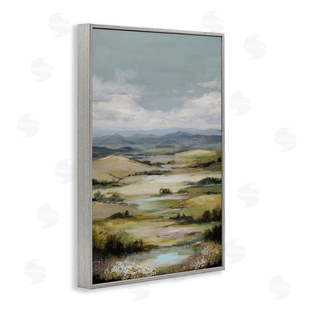 Petal Prints Design Rolling Mountain Meadows Gray Framed Giclee Wall Art