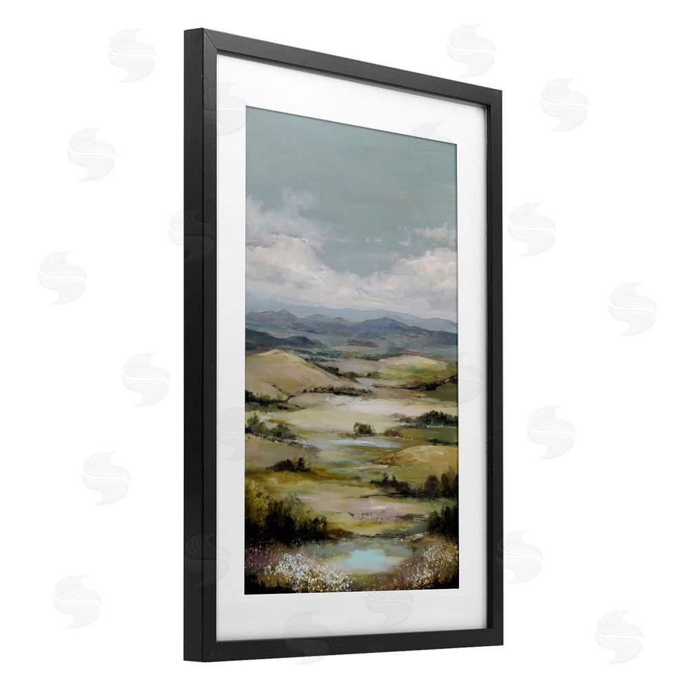 Petal Prints Design Rolling Mountain Meadows Black Framed Print Under Glass Wall Art