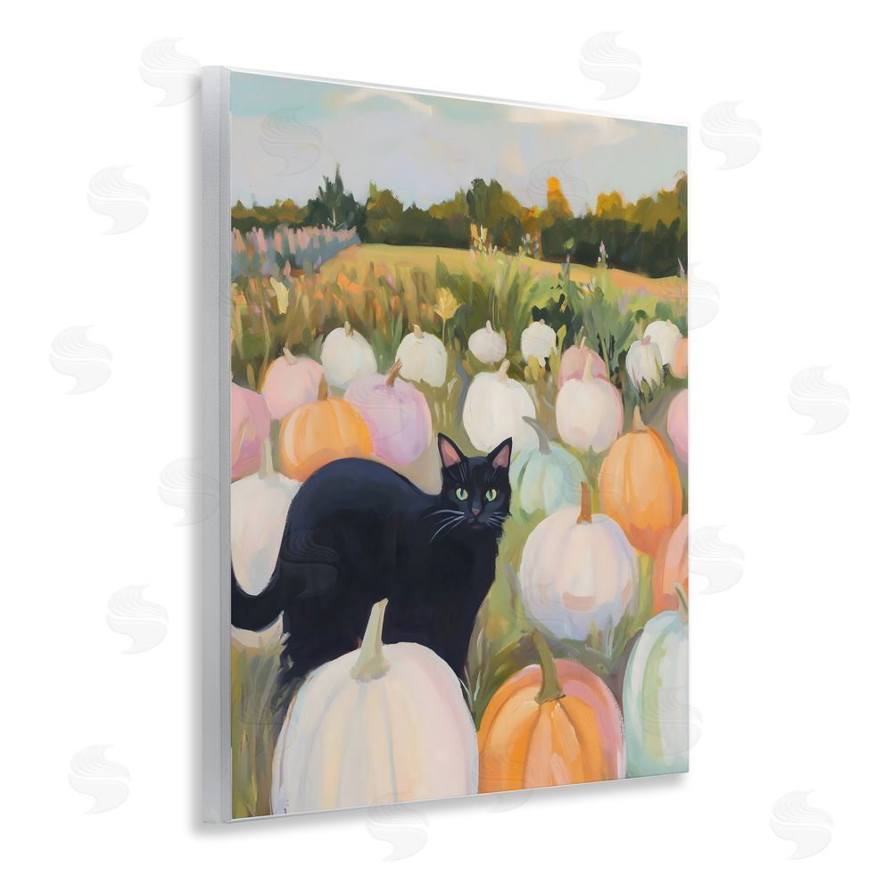 The Prints Vibe Kitten & Pumpkins in Field Wall Plaque Home Decor Art Print