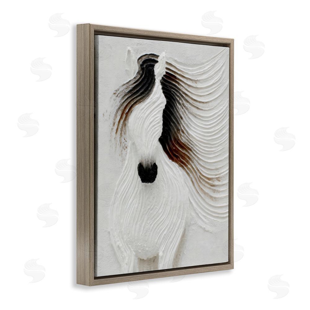 Ink Drop Loft Grooved Horse in Flowing Motion Brown Floating Framed Canvas Wall Art