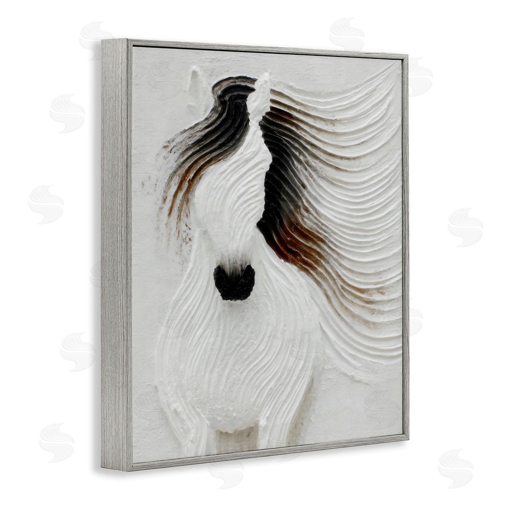 Ink Drop Loft Grooved Horse in Flowing Motion Gray Framed Giclee Wall Art