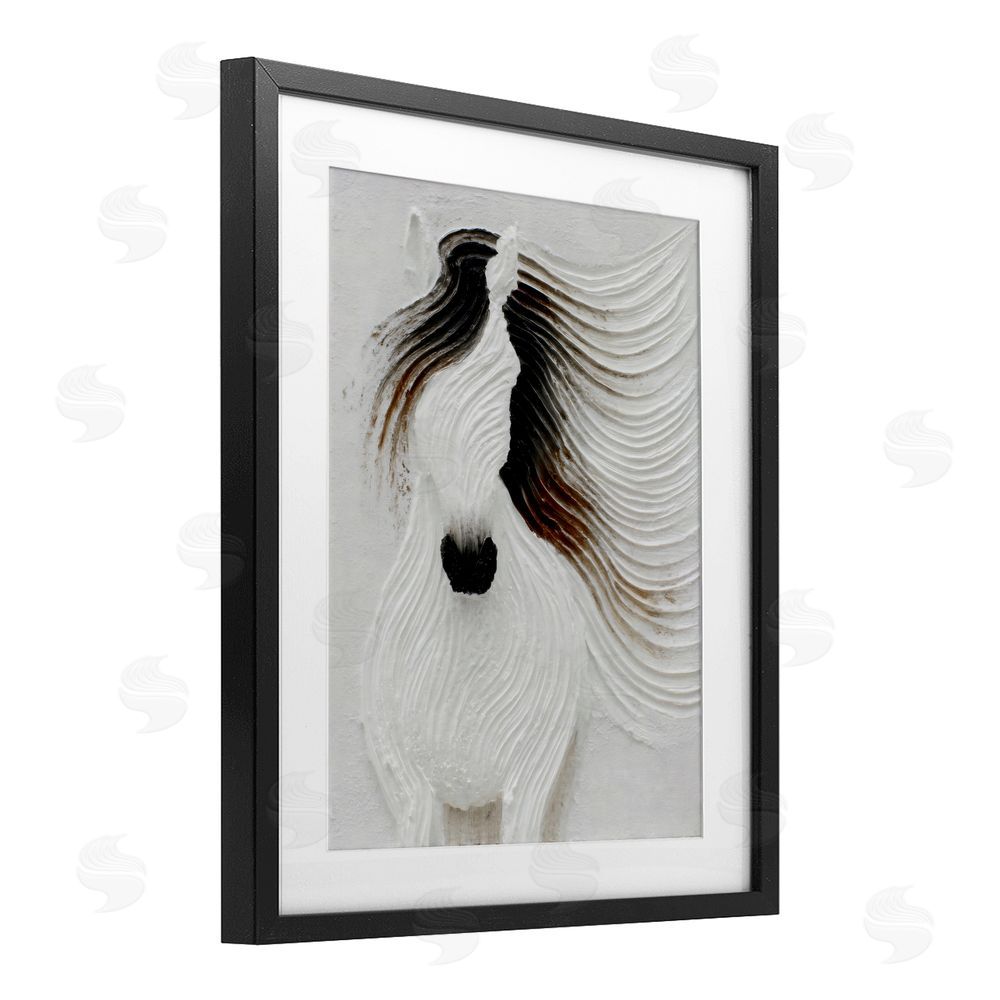 Ink Drop Loft Grooved Horse in Flowing Motion Black Framed Print Under Glass Wall Art