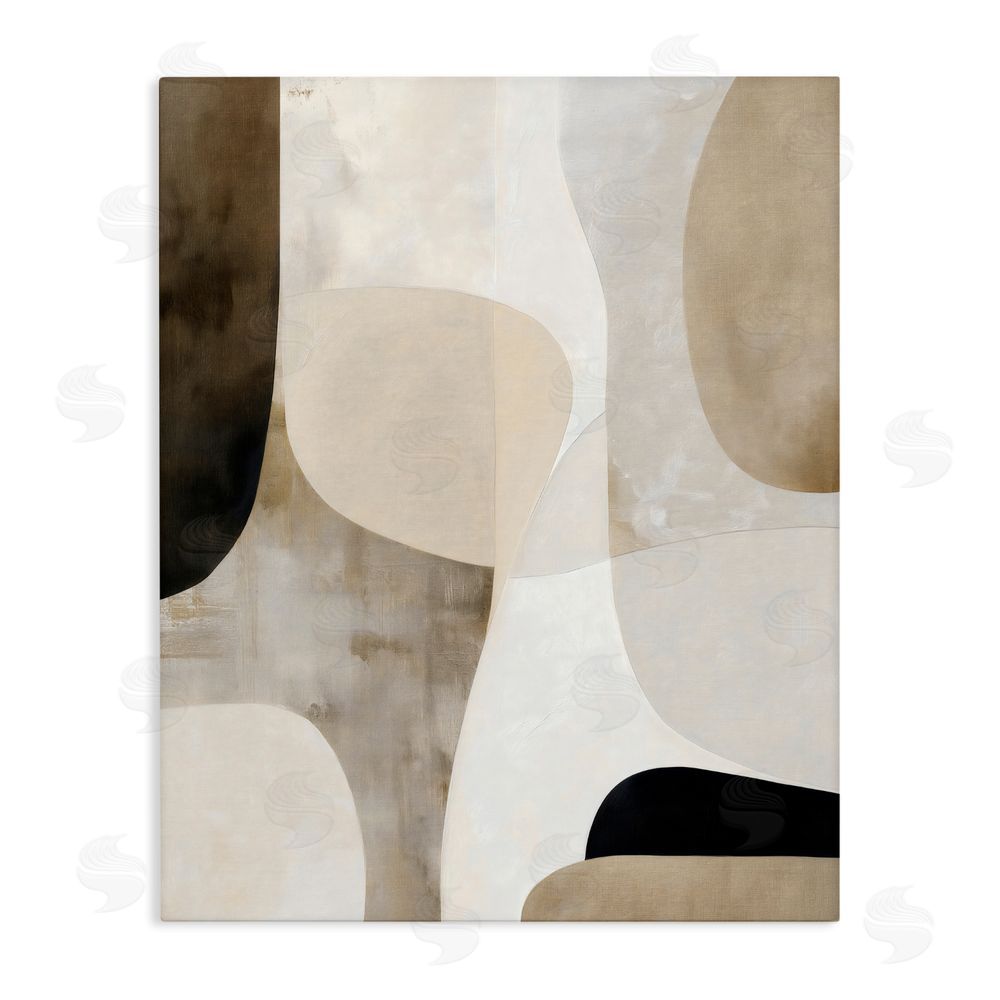 Ink Drop Loft Tan Shapes Organic Balance Stretched Canvas Wall Art Print