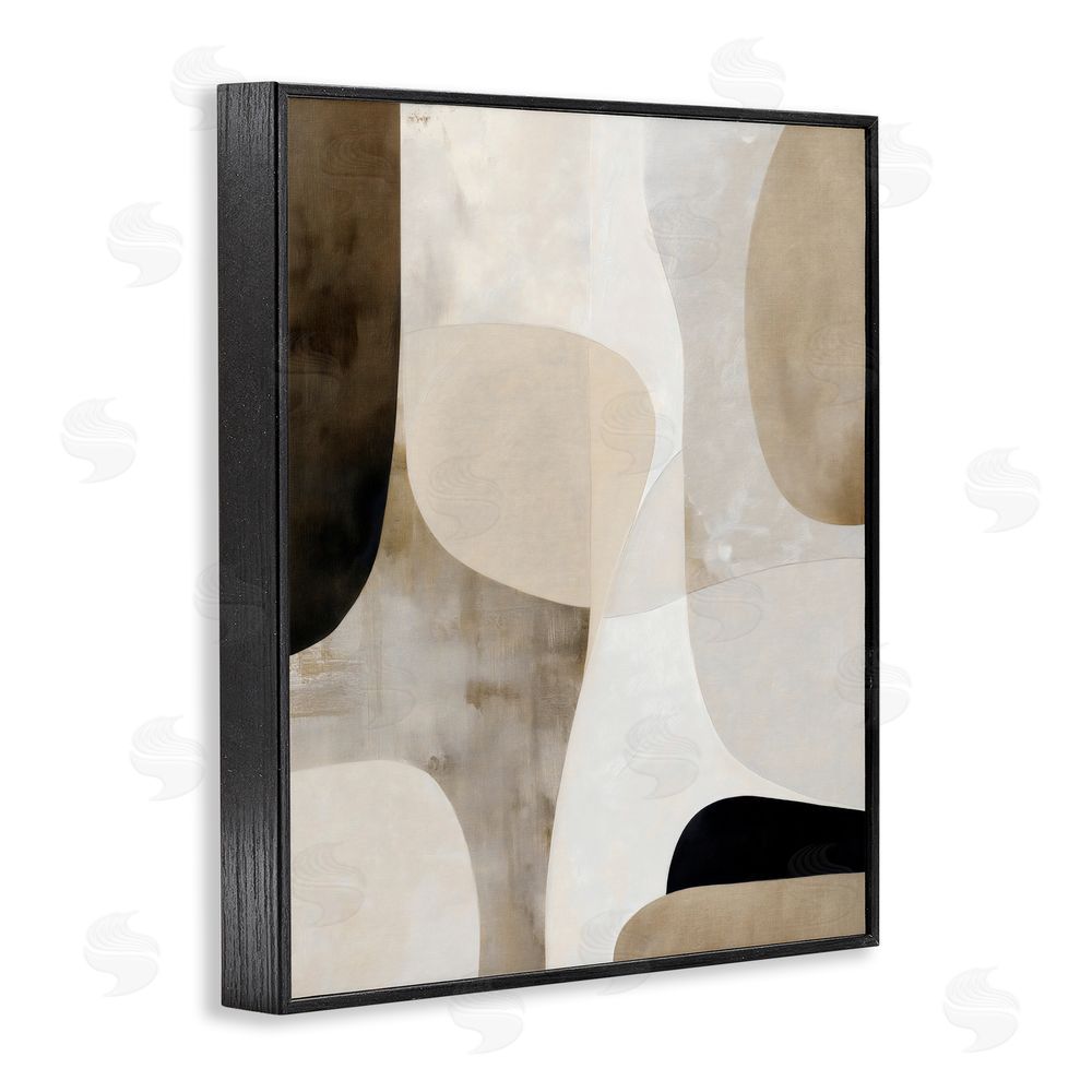 Ink Drop Loft Tan Shapes Organic Balance Black Framed Giclee Wall Art Print