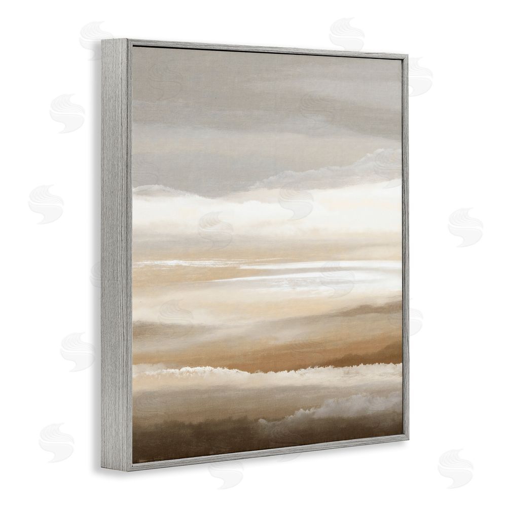 Ink Drop Loft The Horizon Serene Cloud Layers Gray Framed Giclee Wall Art Print