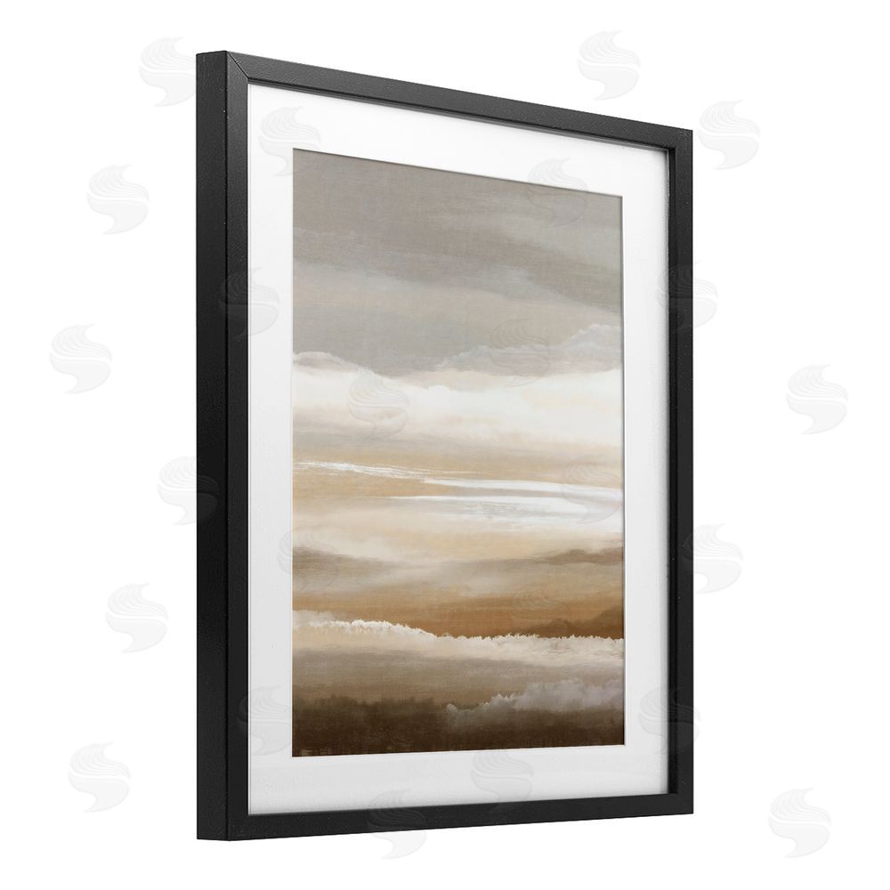 Ink Drop Loft The Horizon Serene Cloud Layers Black Framed Print Under Glass with White Mat Wall Art