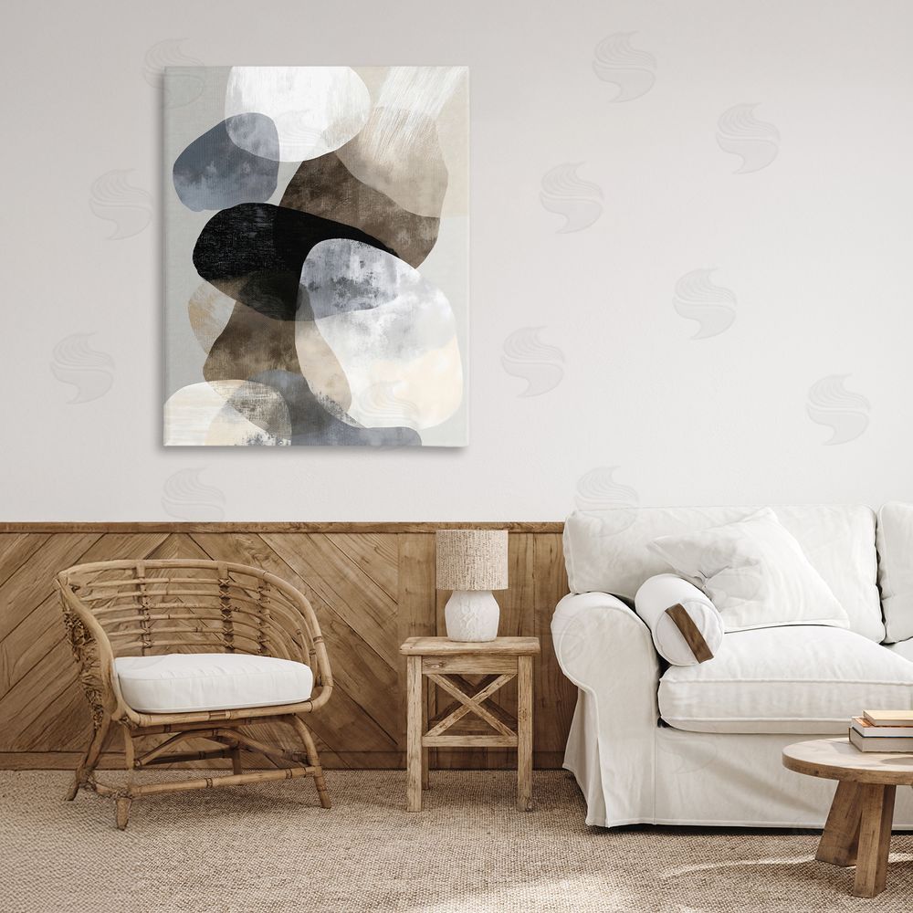 Ink Drop Loft Thoughts In Muted Layers Stretched Canvas on Wall